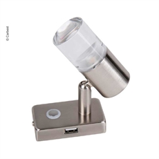 CARBEST LED Touch Spot Med USB-Port, børstet stål og glas.